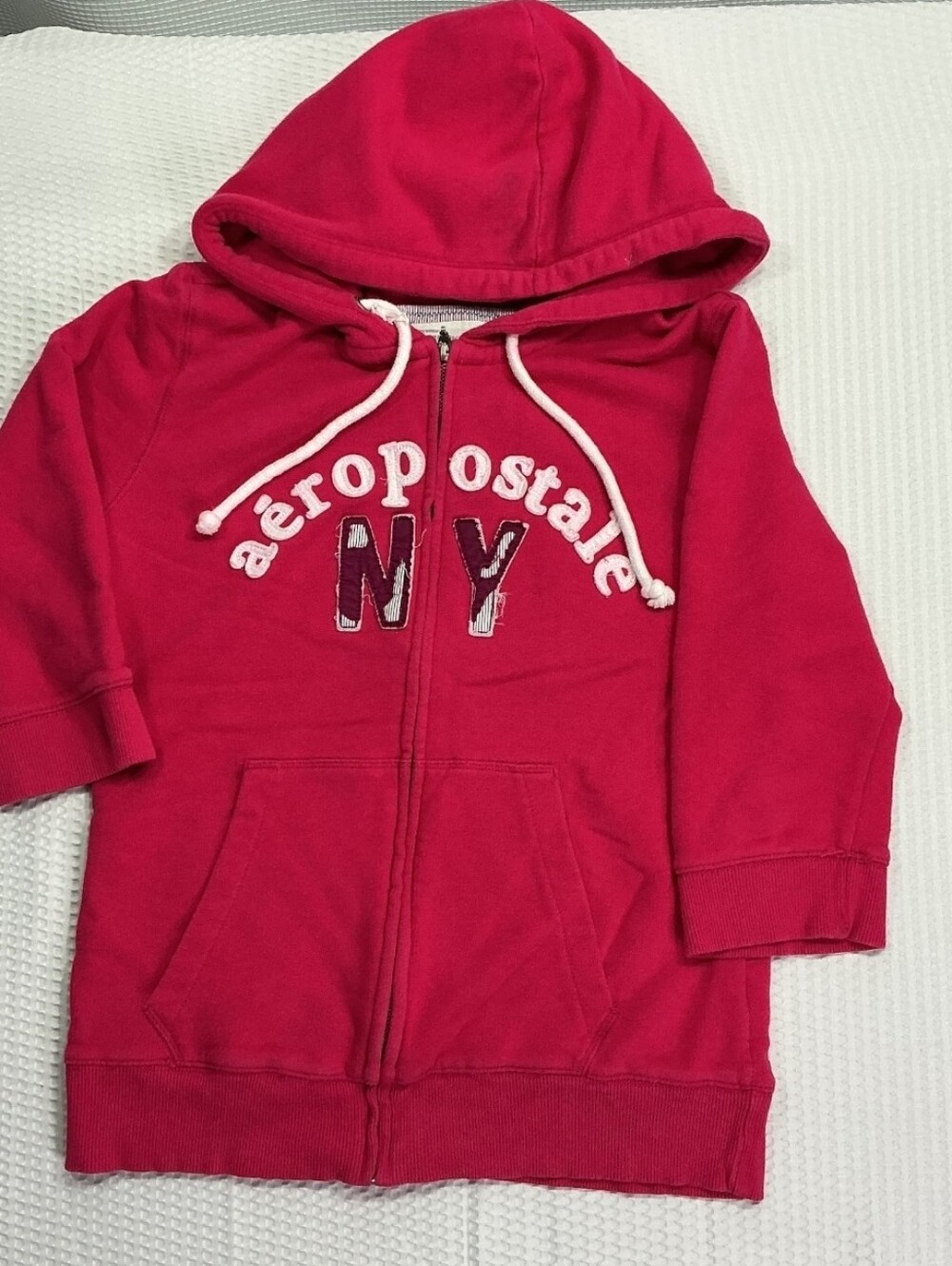 Vtg Y2K Aeropostale Ladies Bright Pink NY Zip-Up Hoodie